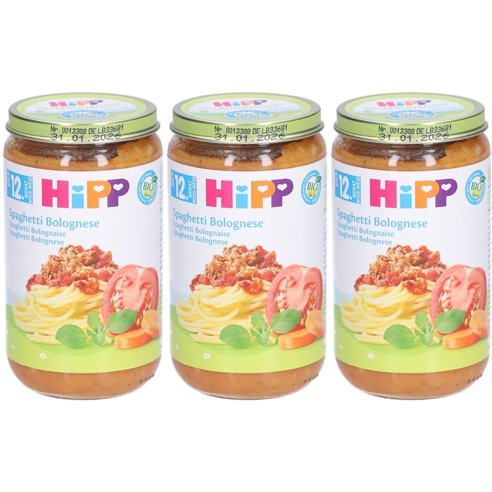 Hipp Kleiner Topf Spaghetti Bolognese bio nach 12 Monaten