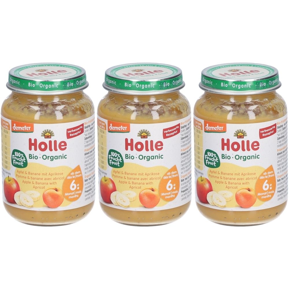 Holle Apfel Banane mit Aprikose Glas 190 g x3 3x190 Brei