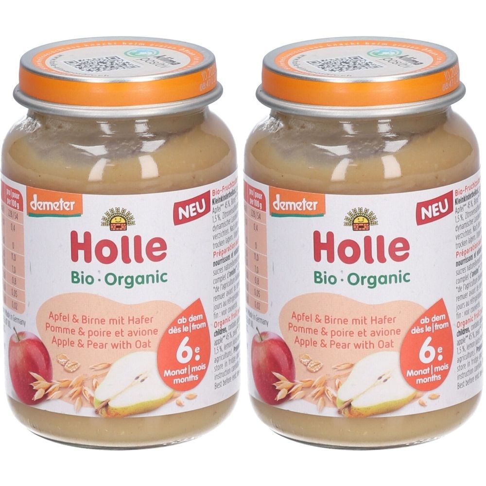 Holle Apfel & Birne mit Hafer 190 g x2 2x190 Brei