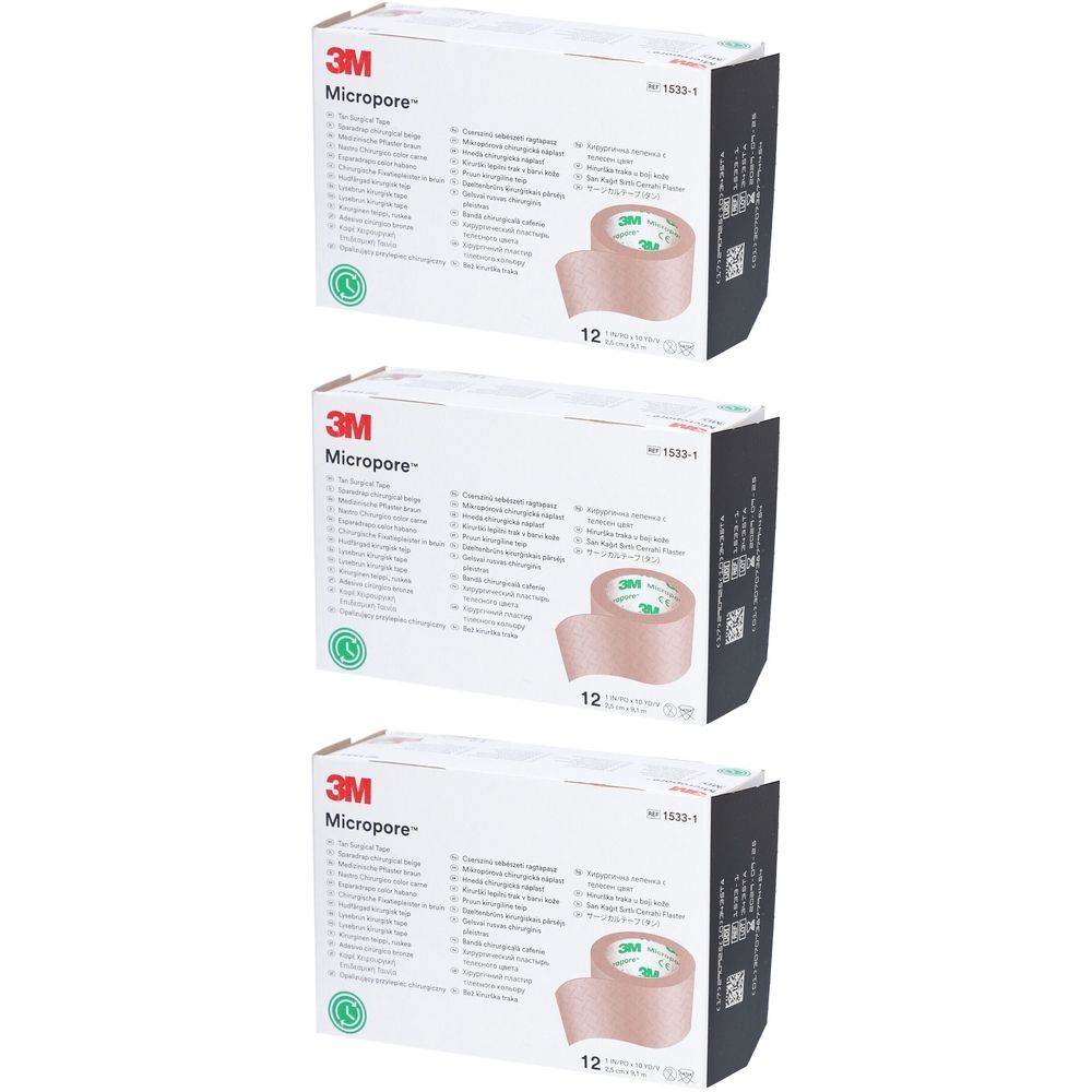 3M Micropore™ Sparadrap chirurgisch beige 2,5 cm x 9,1 m