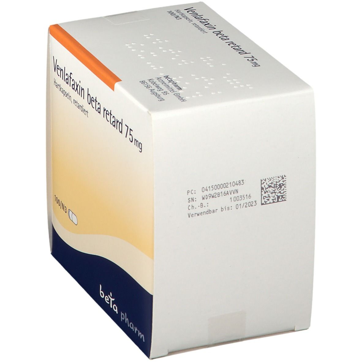 Venlafaxin beta retard 75 mg Hartkapseln 100 St Retard-Kapseln