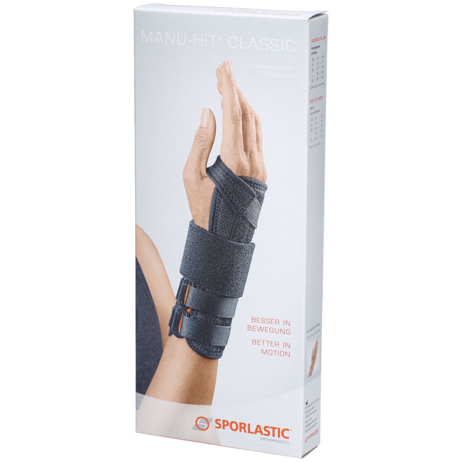 MANU-HiT® Handgelenkorthese links Gr.XS schwarz