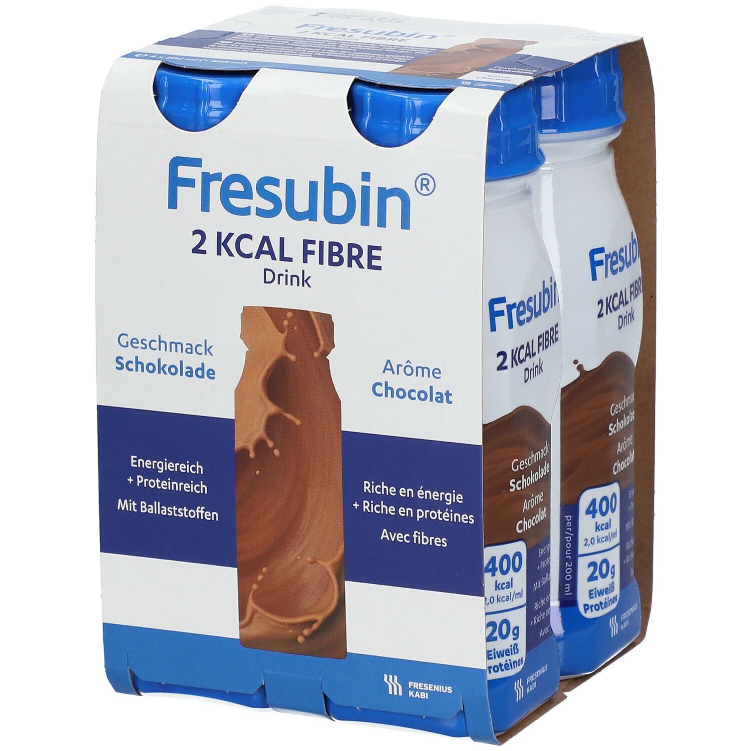 Fresubin 2 kcal Fibre Trinknahrung Schokolade | Aufbaukost & Nahrung mit Vitamin D für mehr Energie