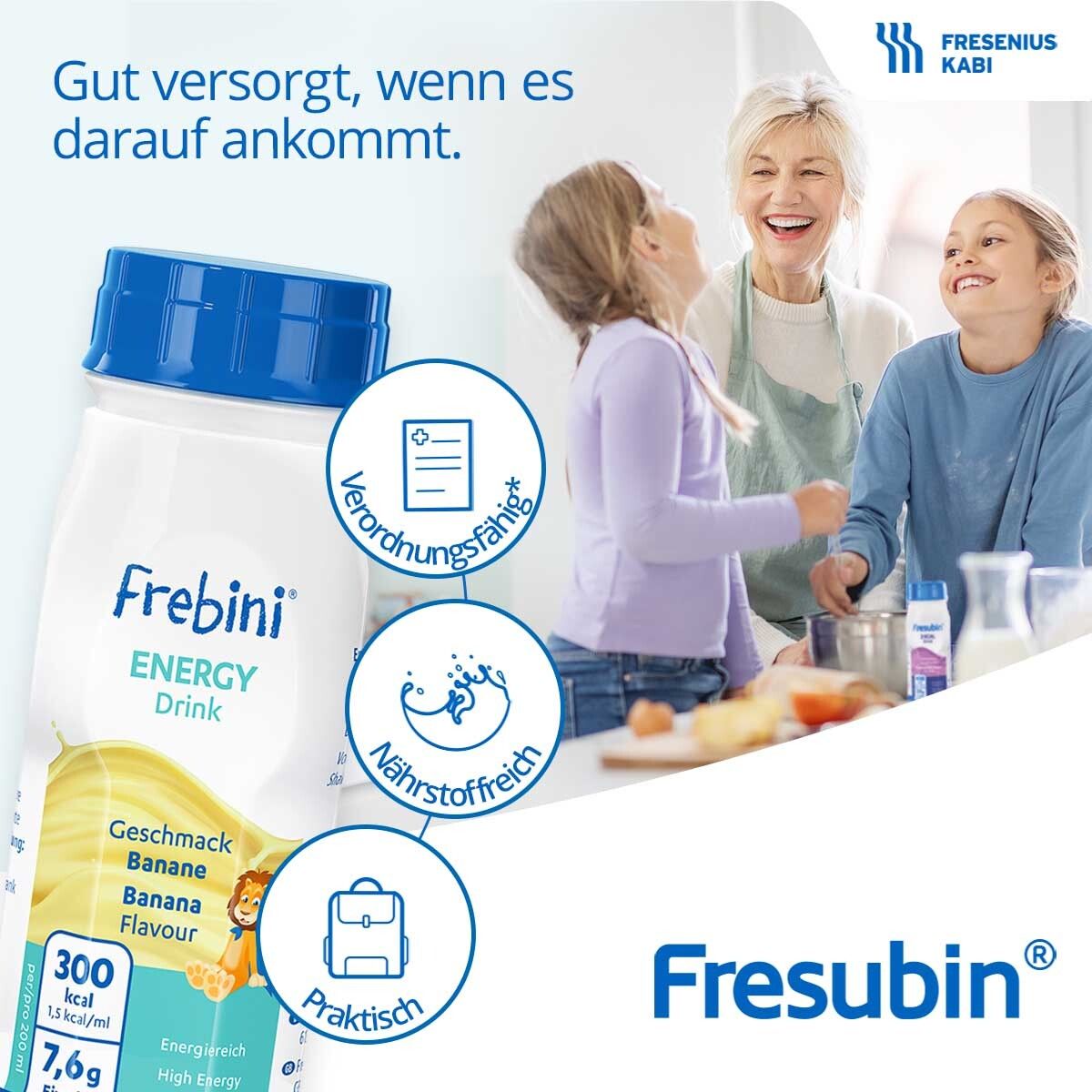 Frebini Energy Drink Erdbeere Trinkflasche 4x200 ml Flüssigkeit