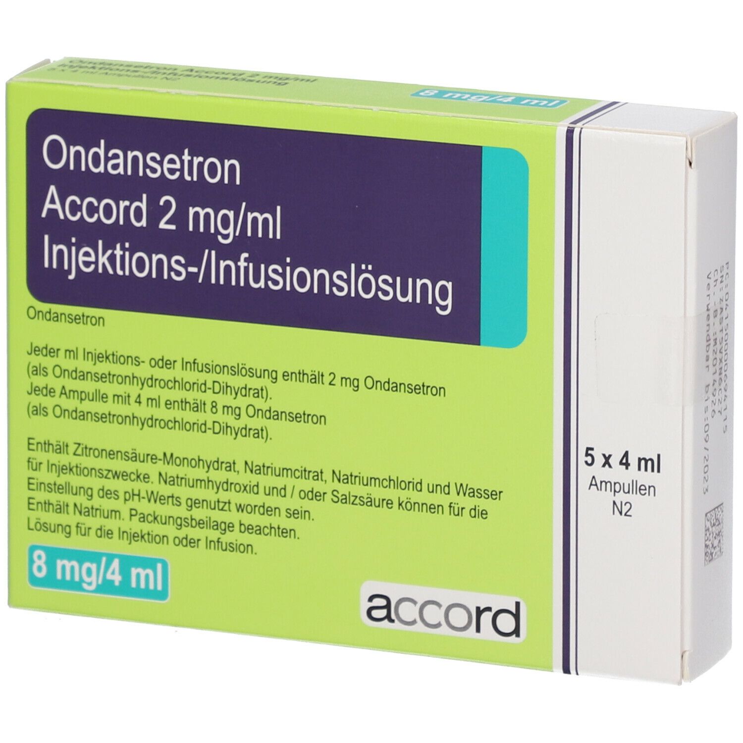 Ondansetron Accord 2 mg/ml 8mg Inj.-/Inf.-Lsg.Amp. 5 St Injektions-/Infusionslösung