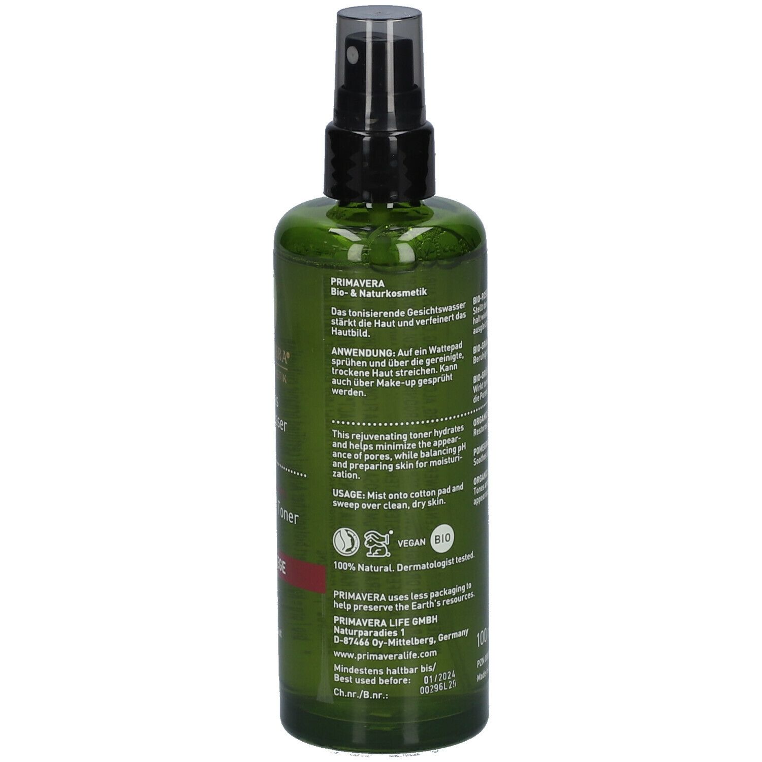 PRIMAVERA® Wohltuendes Gesichtswasser bio Rose-Granatapfel
