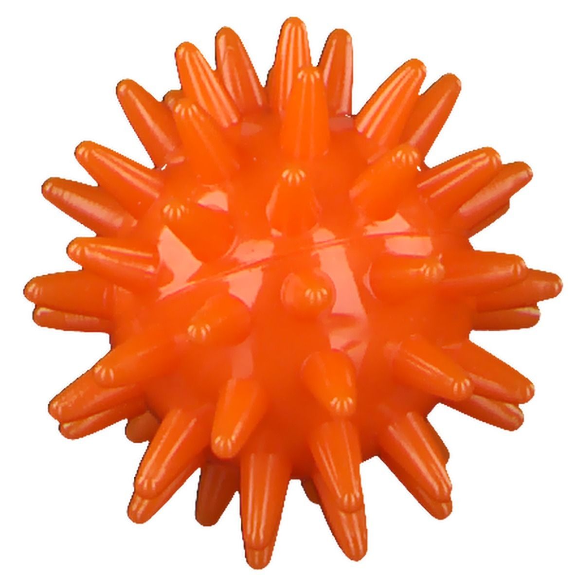 Oranger Igelball mit spitzen Noppen. Wellness-Produkt.