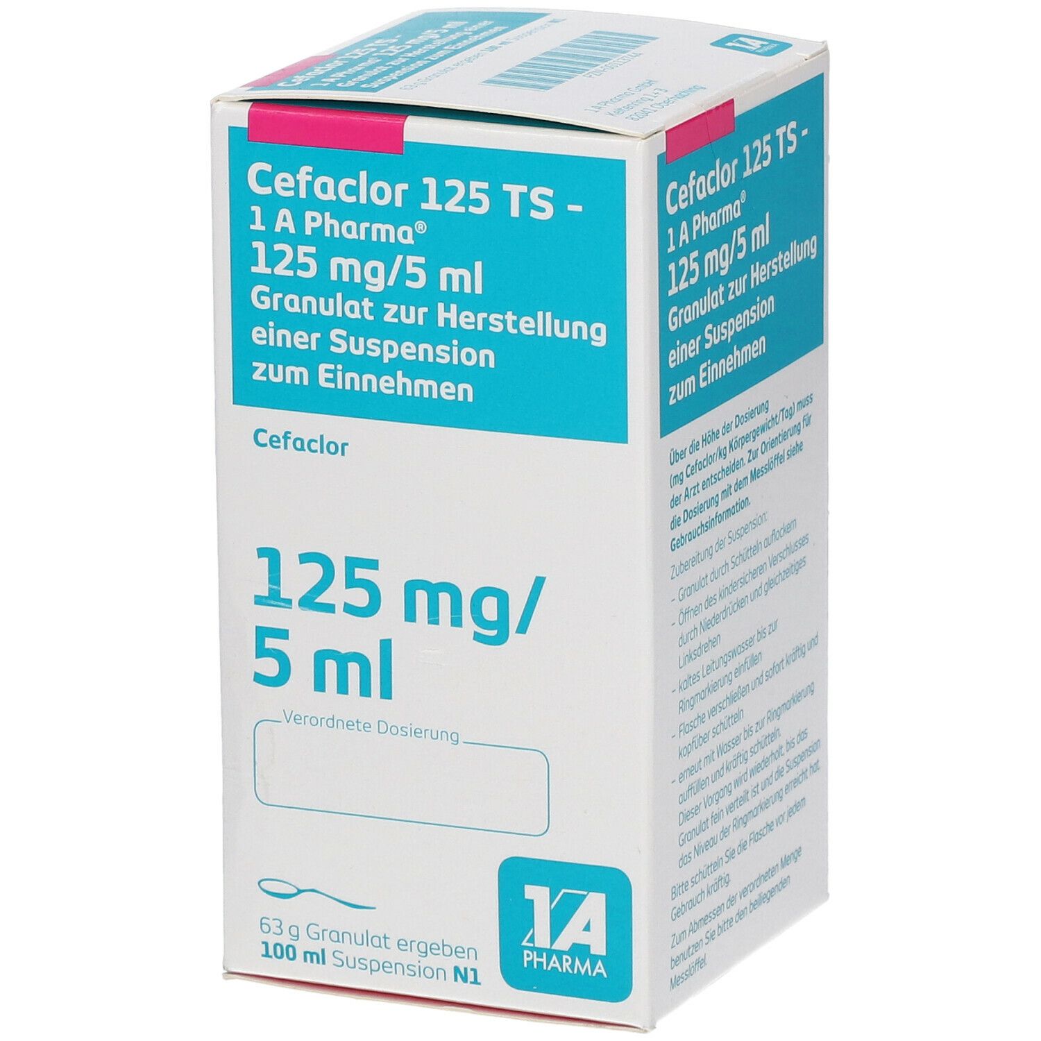 Cefaclor 125 Ts-1A Pharma Gran.z.Susp.-Herstell. 100 ml Granulat zur Herstellung einer Susp. zum Einnehmen