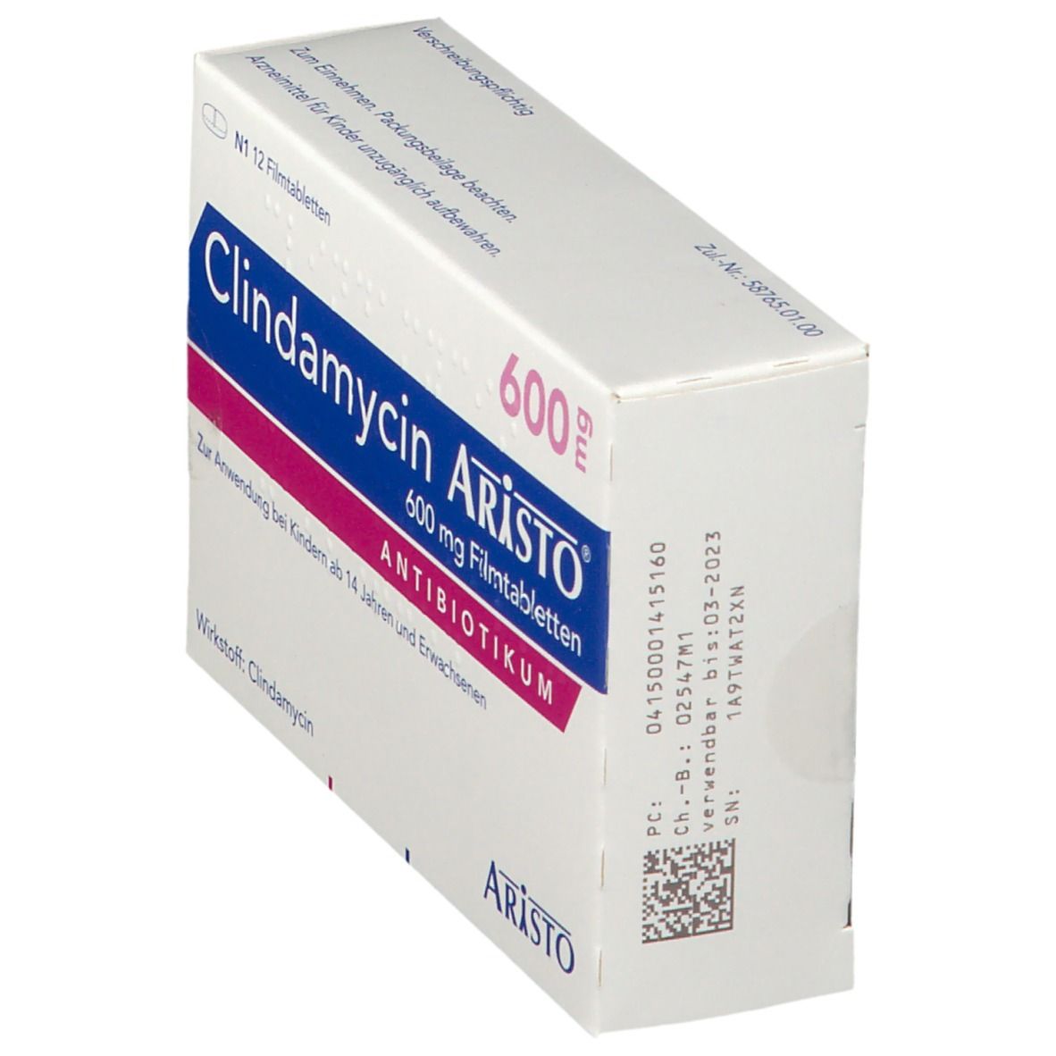 Clindamycin Aristo 600 mg Filmtabletten 12 St