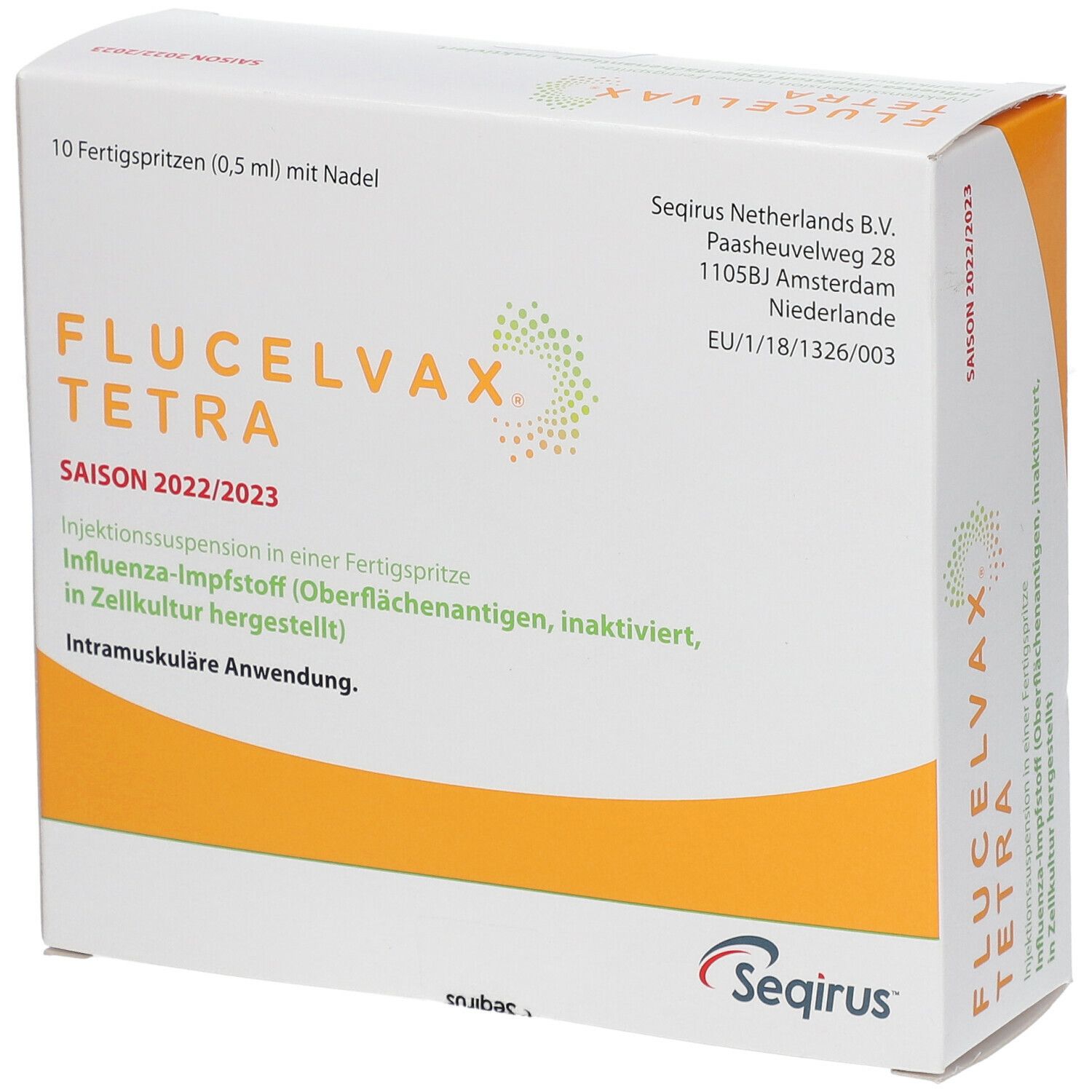 FLUCELVAX Tetra 2022/2023 Inj.Susp.FSpr.m.Kanüle 10x0,5 ml mit dem E