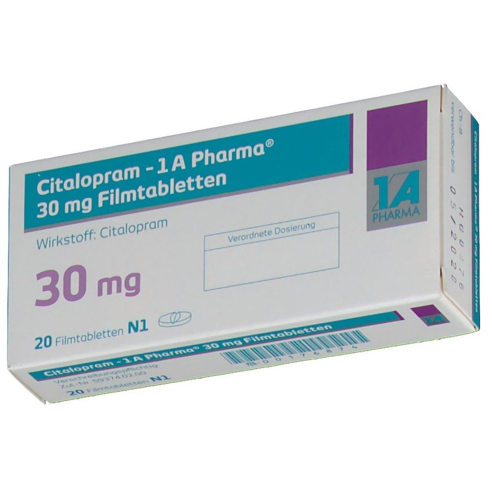 Citalopram - 1 A Pharma® 30 Mg 20 St Mit Dem E-Rezept Kaufen - Shop ...