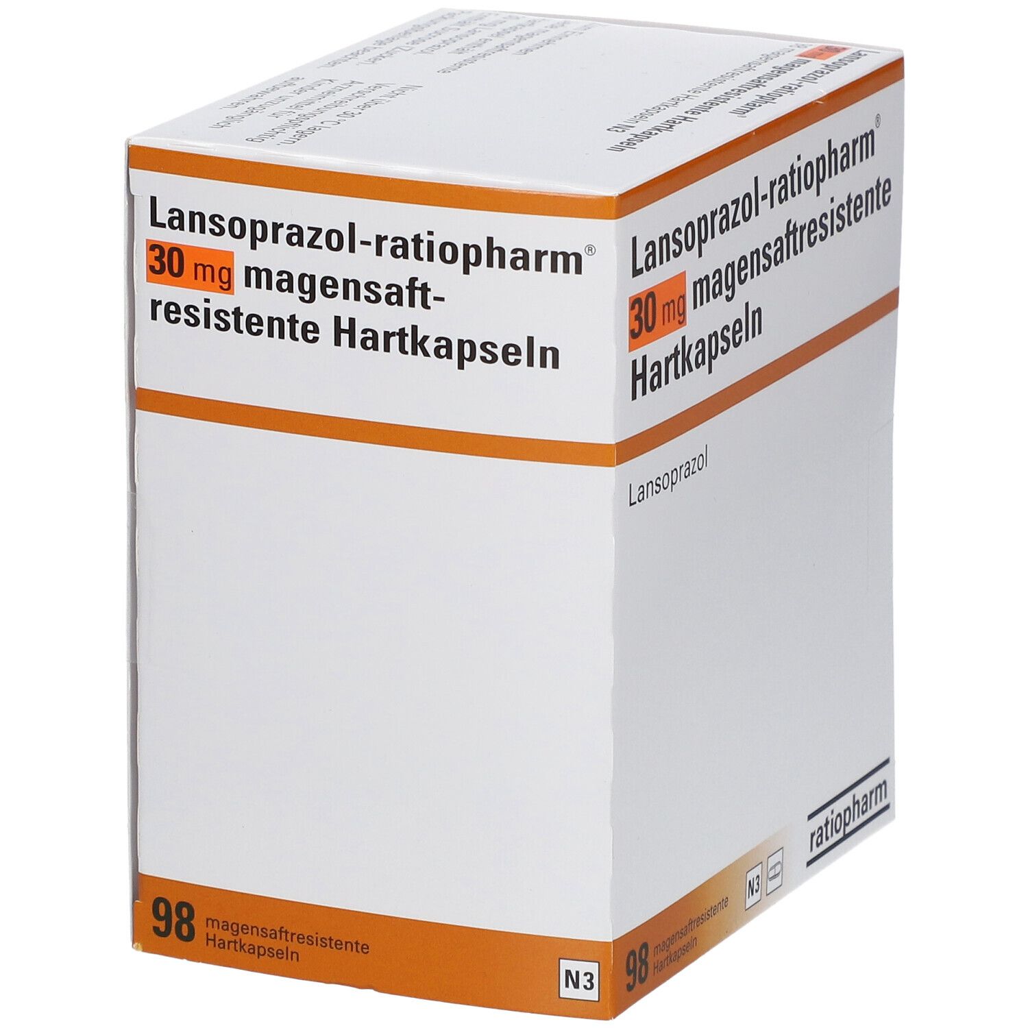 LANSOPRAZOL-ratiopharm 30 mg magensaftres.Hartkap. 98 St Kapseln magensaftresistent