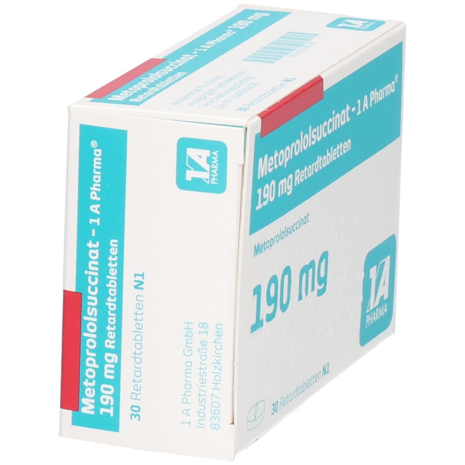 1A Pharma Metoprololsuccinat 190 mg Retardtabletten, 30 Stück.