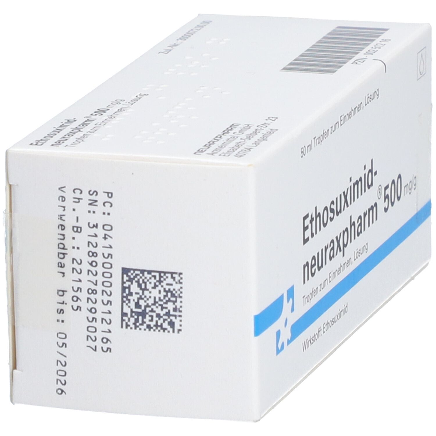 ETHOSUXIMID-neuraxpharm 500 mg/g Tropf.z.Einnehmen 50 ml Tropfen zum Einnehmen