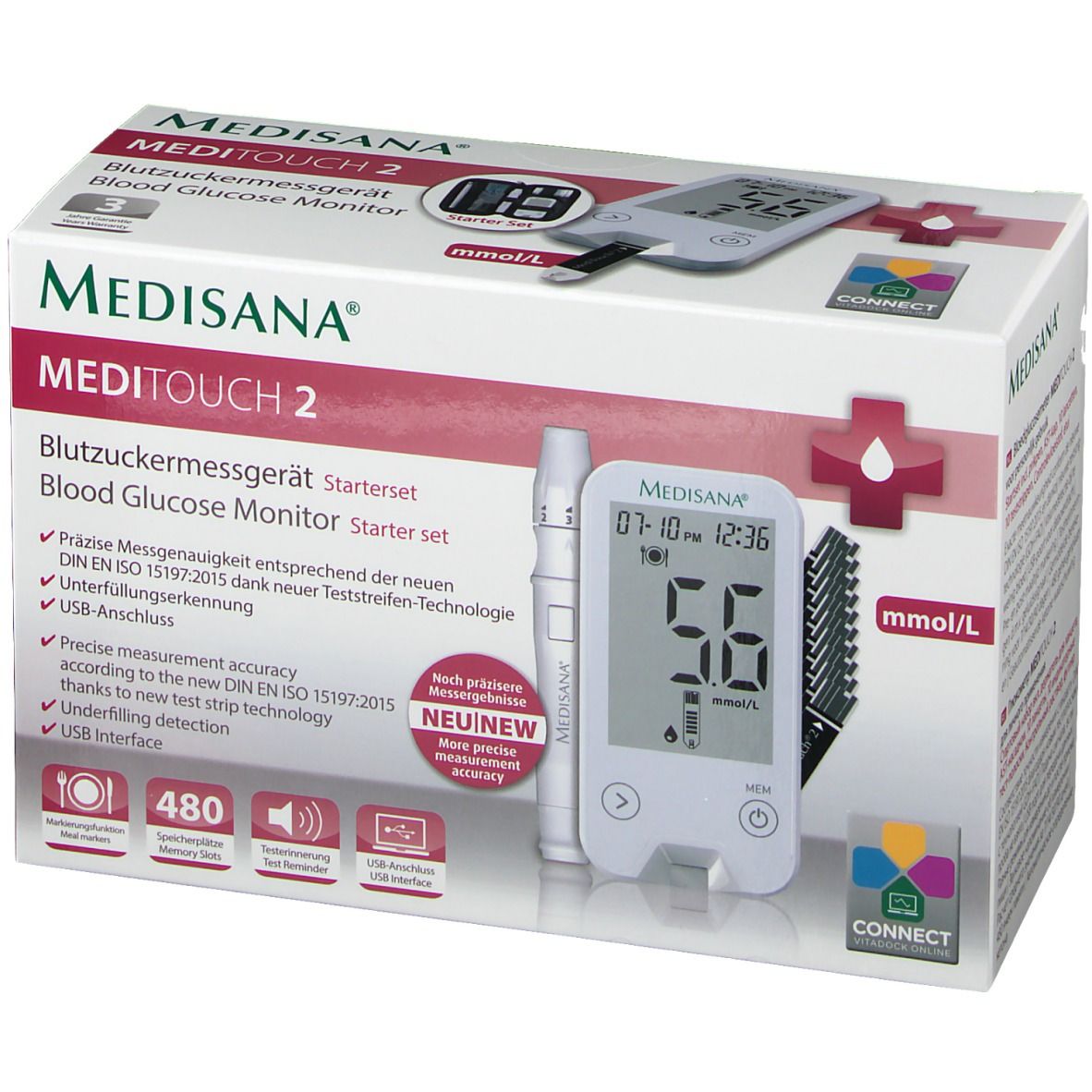 Medisana® Meditouch 2 mmol/l  Blutzuckermessgerät inkl. Starterset