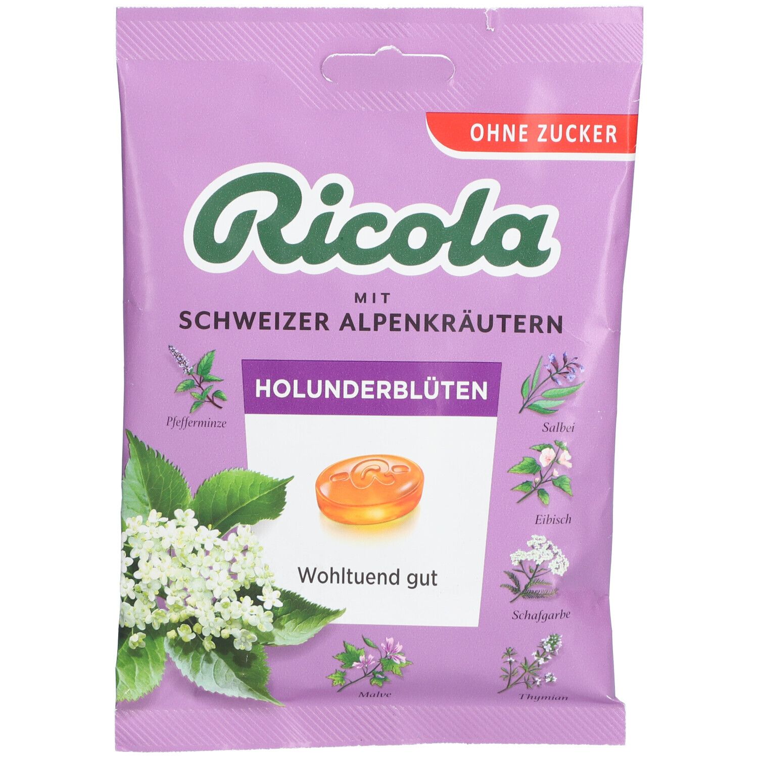 Ricola® Schweizer Kräuterbonbons Holunderblüten ohne Zucker