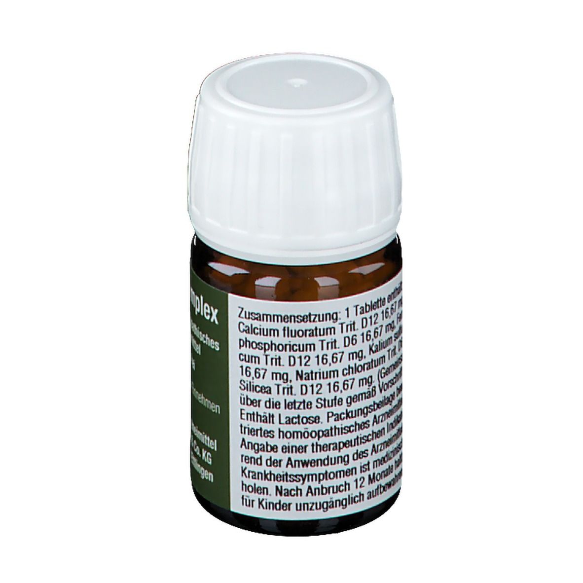 Braune Glasflasche mit weißem Deckel. Etikett mit Produktnamen, Nummer 29, und Text. ISO-Arzneimittel Logo. Detailansicht der Inhaltsstoffe.
