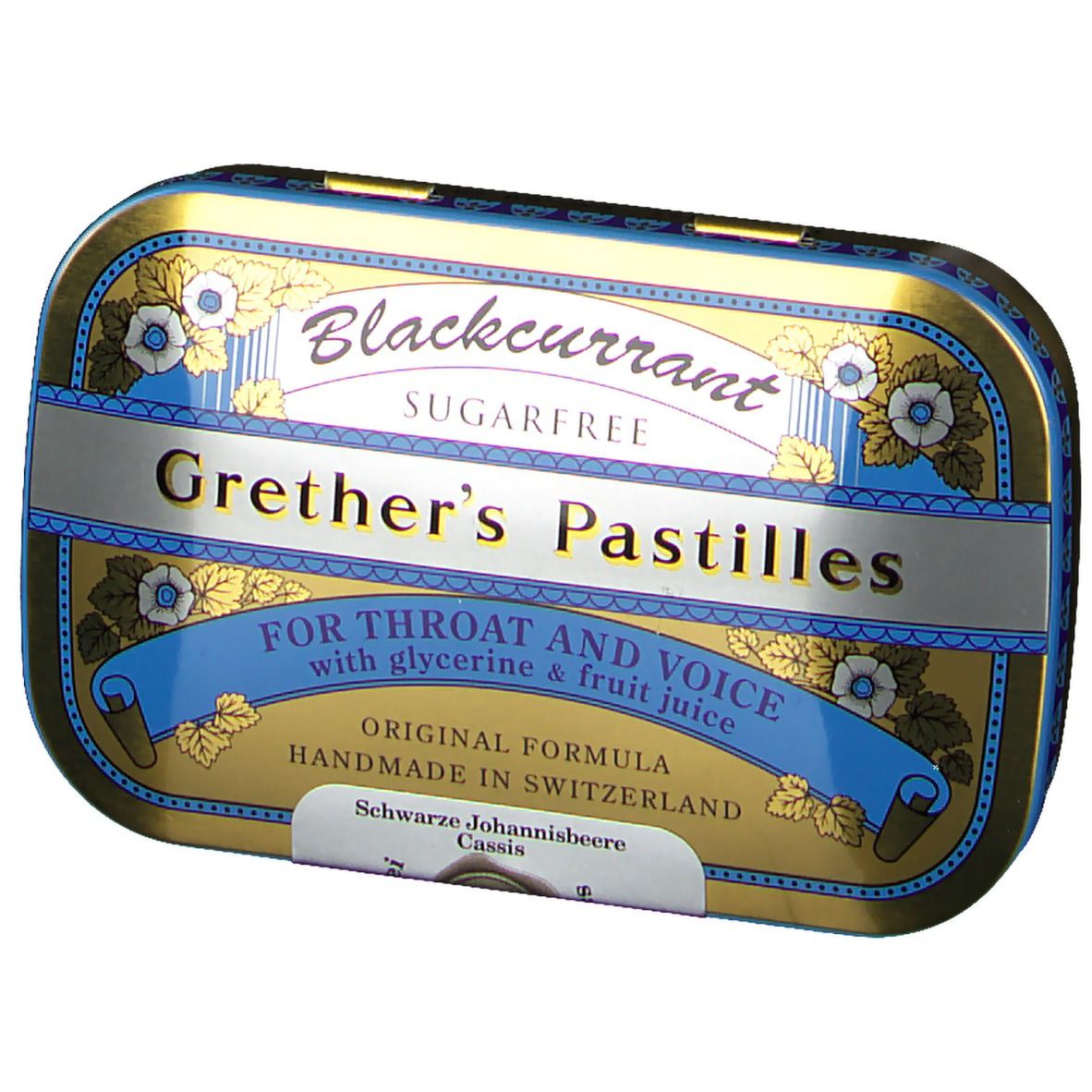 Grethers Blackcurrant Silber zuckerfreie Pastillen