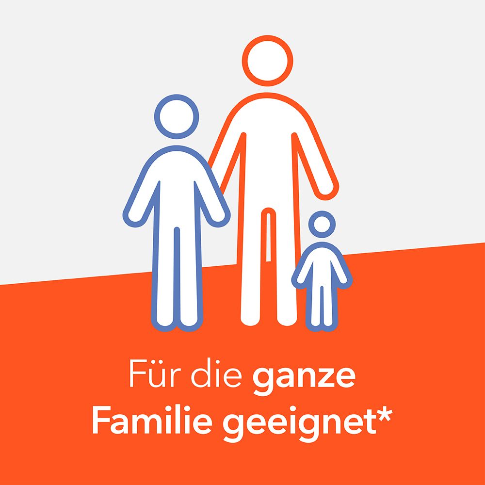 Grafik mit Familie. Text: Für die ganze Familie geeignet.