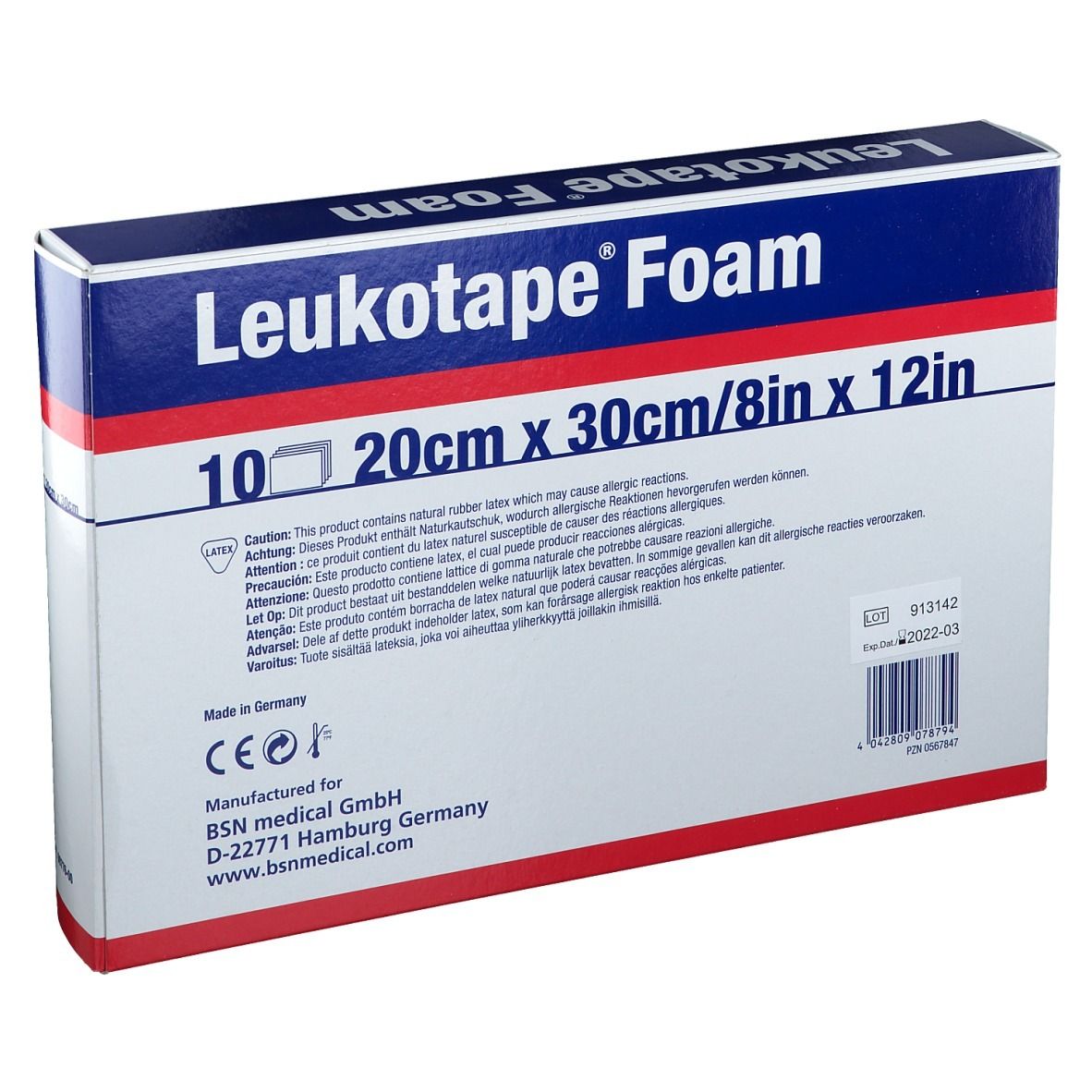 Leukotape Foam Schaumgummi- Polstermaterial, 20 x 30 cm (10 Stck.)