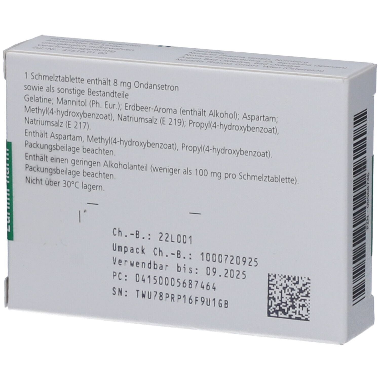 ZOFRAN 8 mg Zydis Lingual Schmelztabletten