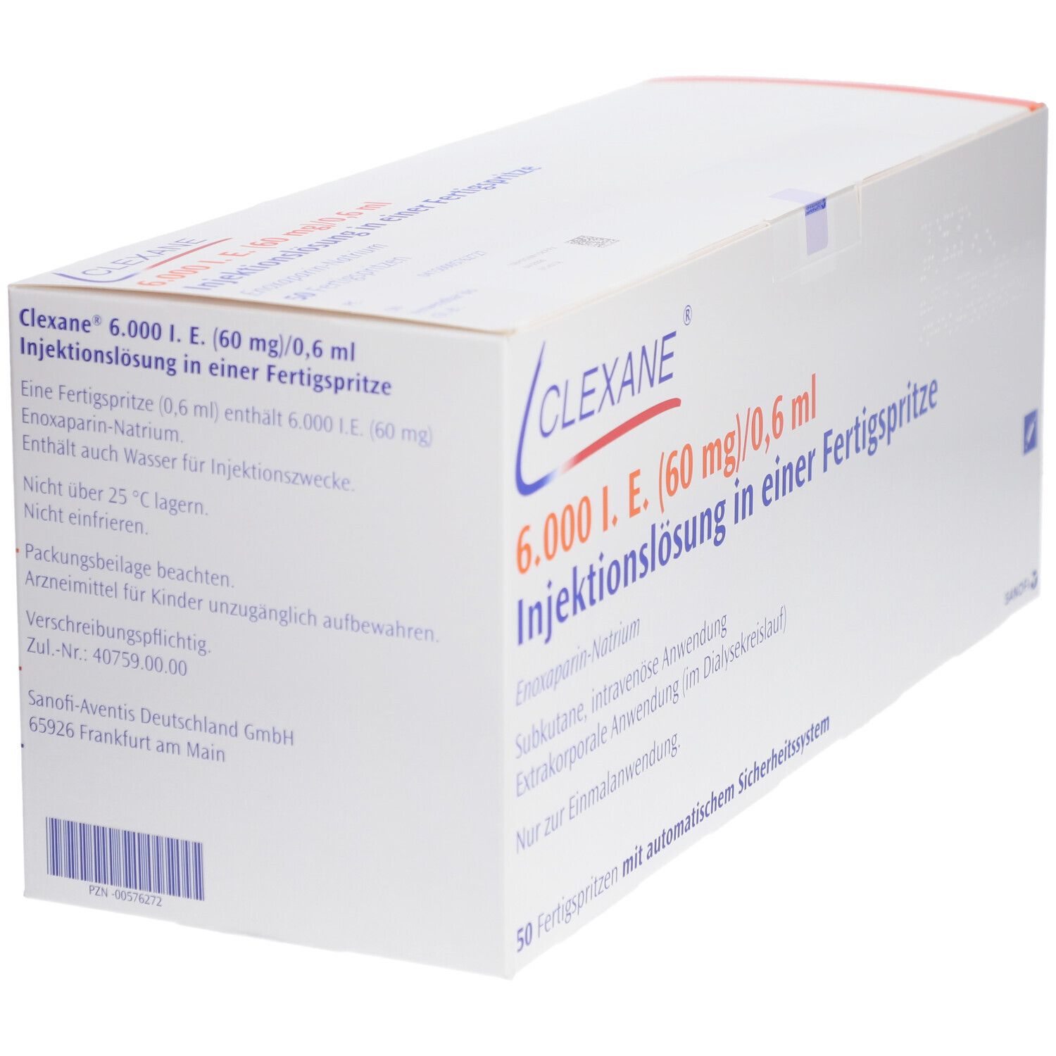 Clexane 6.000 I.e. 60mg/0,6ml ILO F.Sp.+Sich-Sys. 50 St Infusionsemulsion