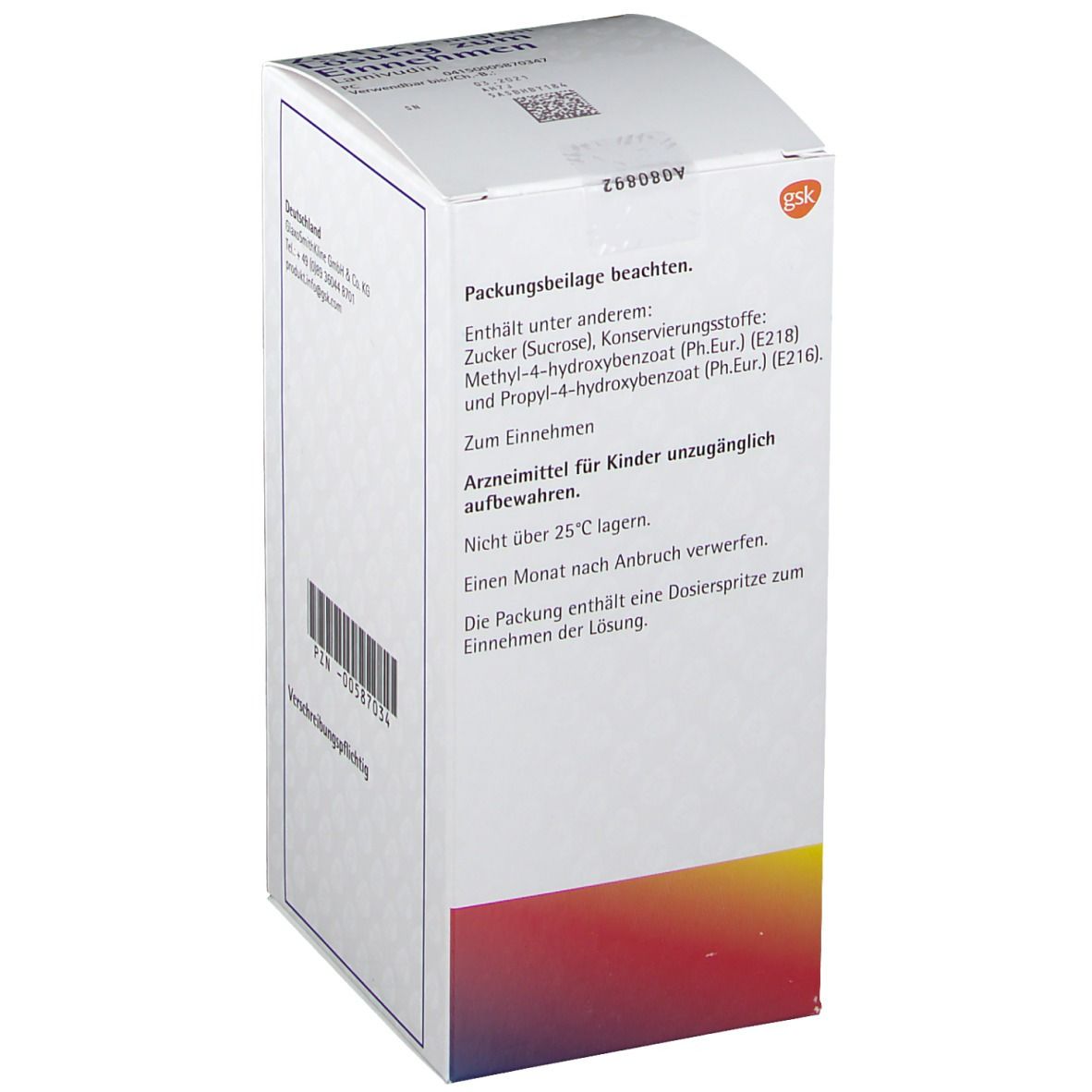 Seite der Zeffix-Schachtel mit Packungsbeilage-Hinweisen. Enthält Informationen zu Inhaltsstoffen und Lagerung.