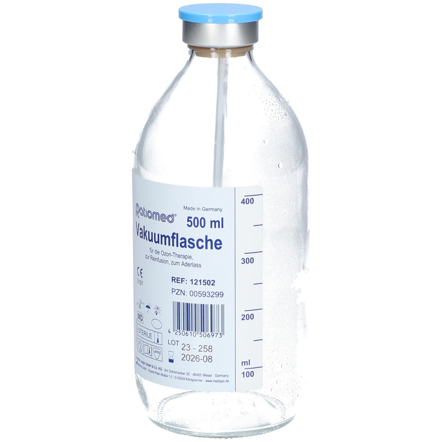 Vakuumflasche ratiomed 500 ml Glas