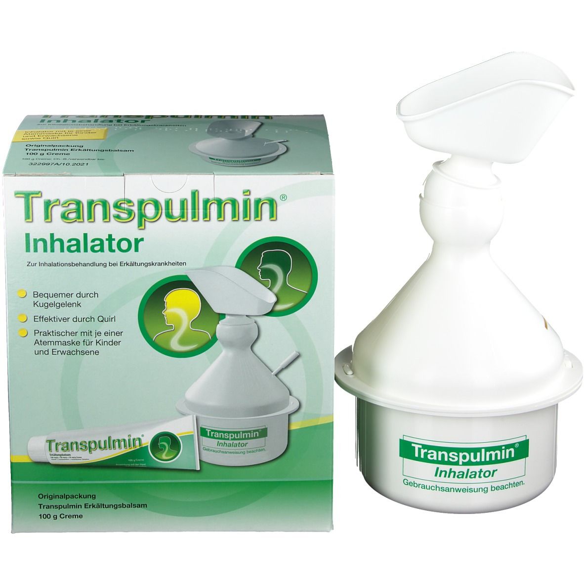 Transpulmin Erkältungsbalsam für Erwachsene + Inhalator: Wohltuender Balsam zum Einreiben oder Inhalieren