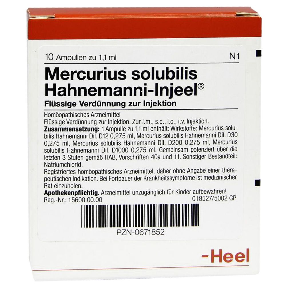 Mercurius Solubilis Injeel Hahnemanni Ampullen 10 St