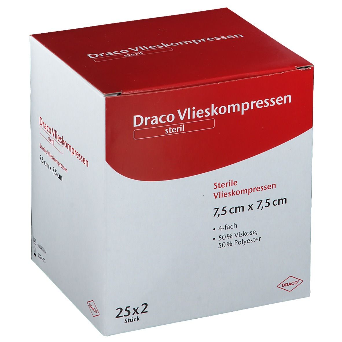 Draco Vliesstoffkompresse 4fach, 7,5 x 7,5 cm steril