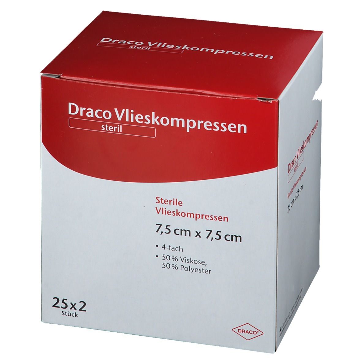Draco Vliesstoffkompresse 4fach, 7,5 x 7,5 cm steril