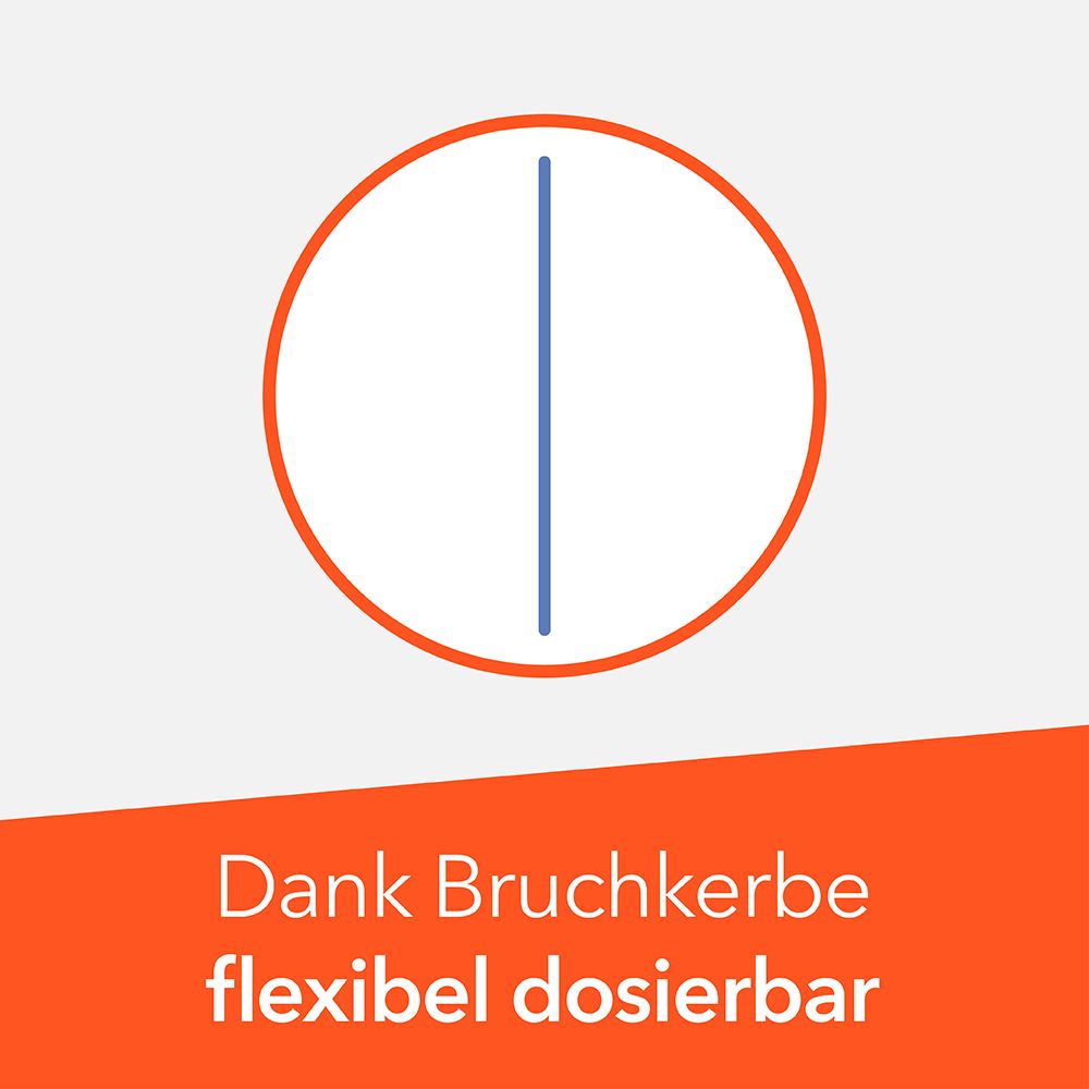 Grafik: Kreis mit Linie. Text: Dank Bruchkerbe flexibel dosierbar.