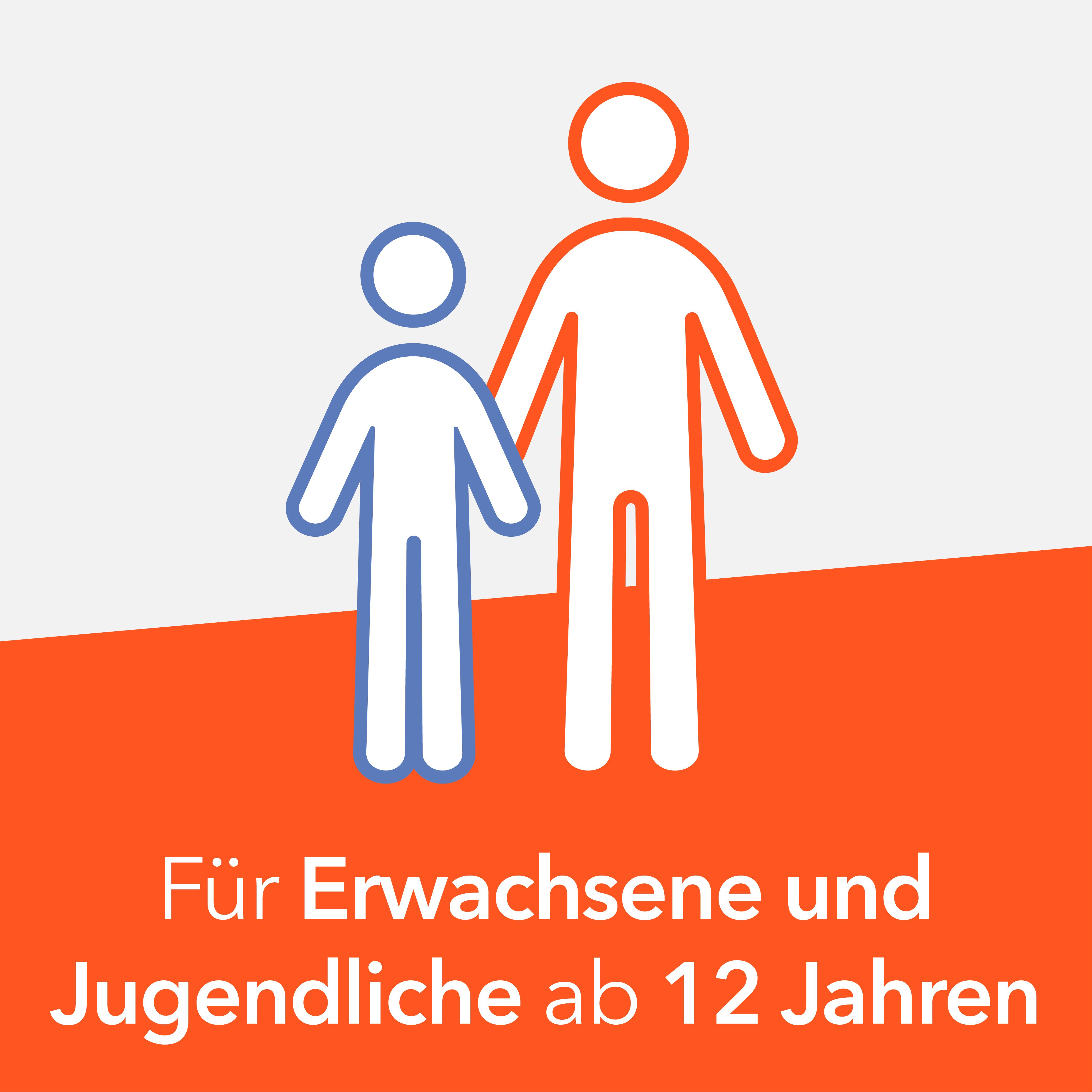 Grafik: Erwachsene und Jugendliche. Text: Für Erwachsene und Jugendliche ab 12 Jahren.