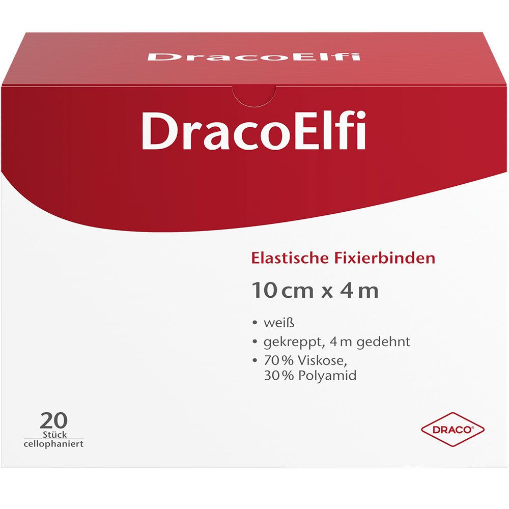 DracoElfi elatische Fisxierbinde 10 cm x 4 m cellophaniert