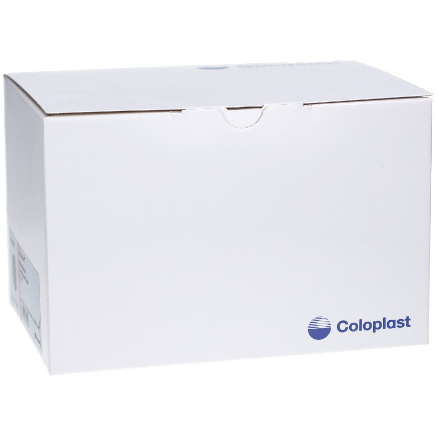 Weißer Karton mit Coloplast-Logo. Der Karton ist geschlossen.