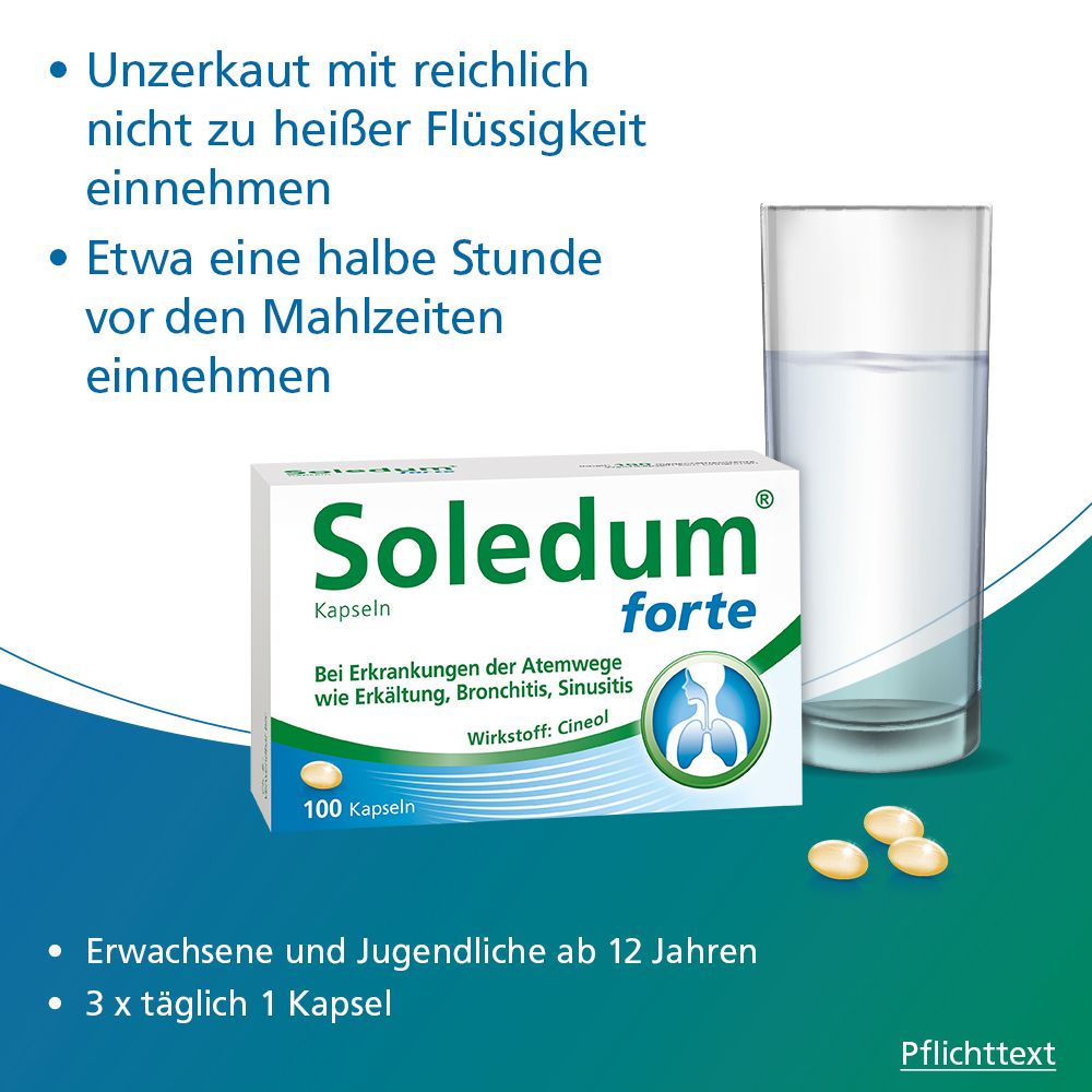 Soledum® forte  Kapseln bei Erkältung, Bronchitis & Sinusitis