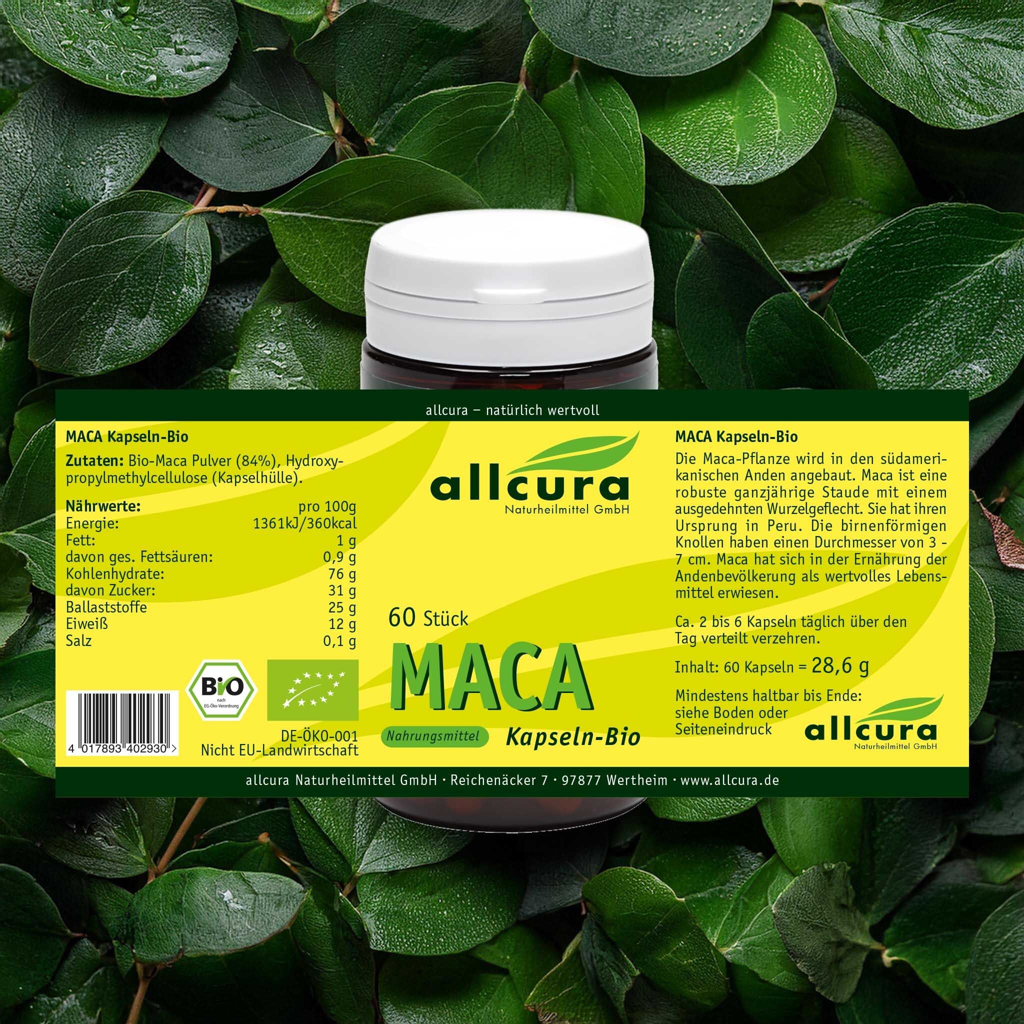 Braune Dose mit weißem Deckel, umgeben von Blättern. Etikett mit Nährwertangaben und Text.