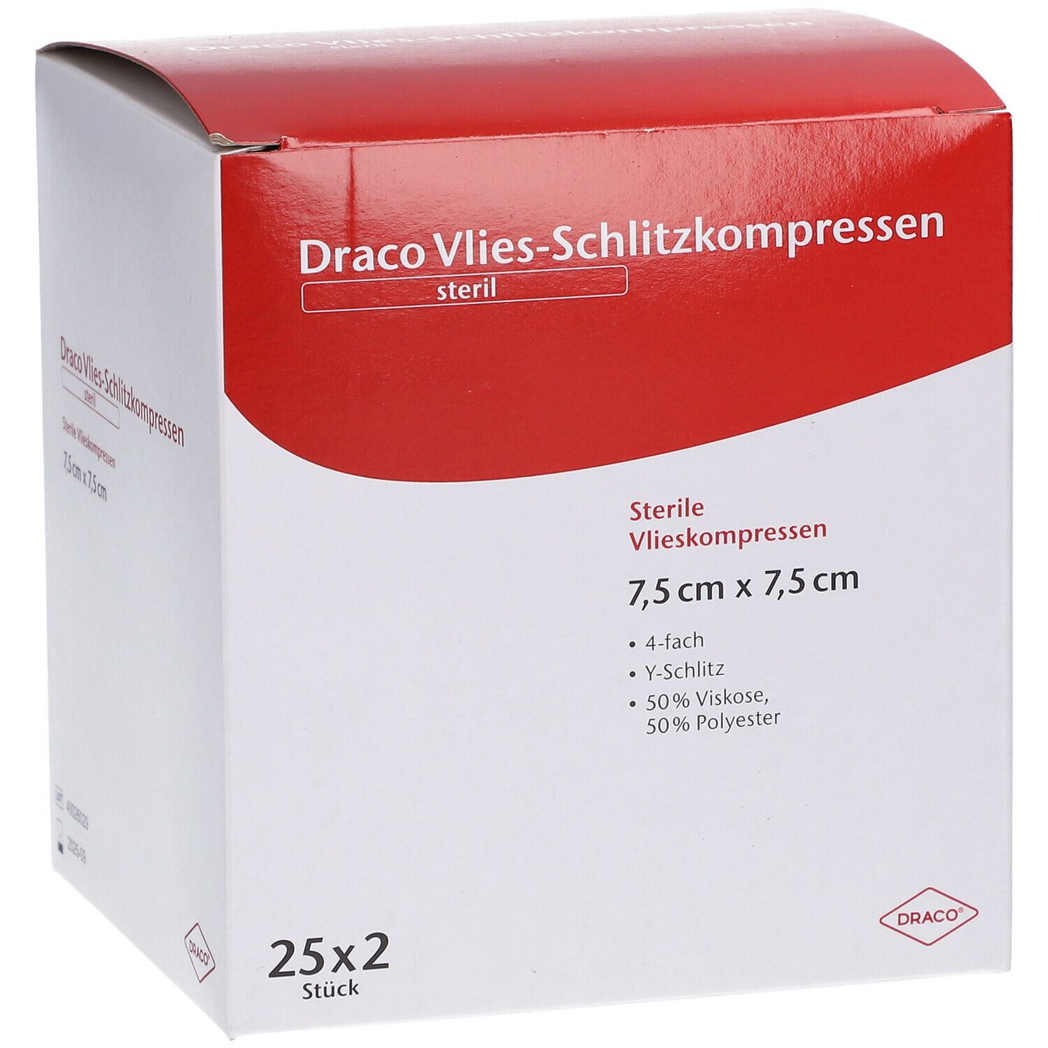 Draco Vlies-Schlitzkompressen 7,5 x 7,5 cm steril 25x2 St - shop-apotheke.com