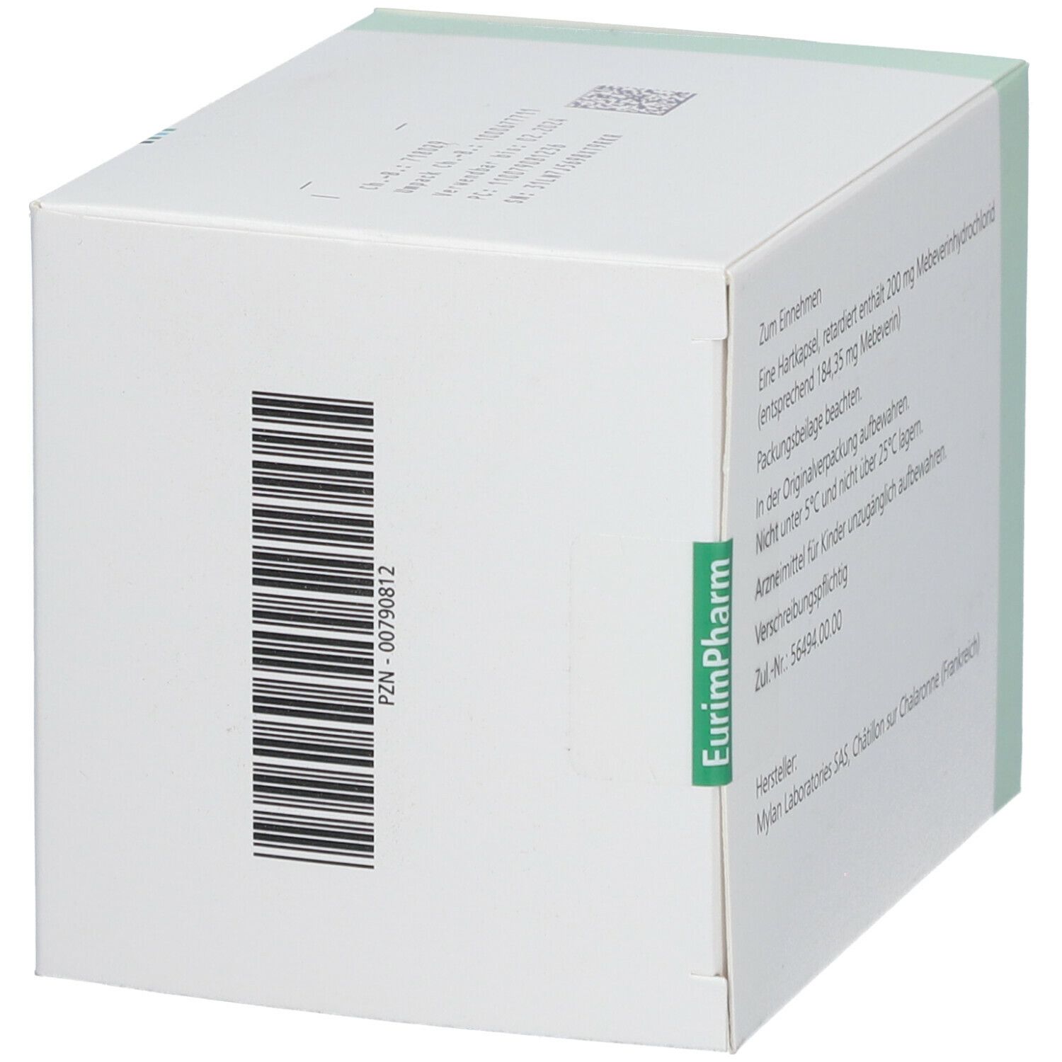 Weißer Karton mit Barcode und Text. Enthält Informationen zu Duspatal 200 mg retard. EurimPharm-Logo.