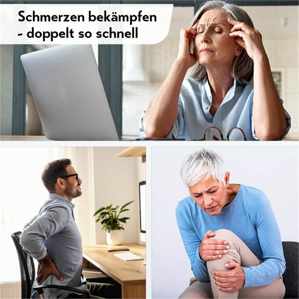 Menschen mit Schmerzen: Kopfschmerzen, Rückenschmerzen, Knieschmerzen.
