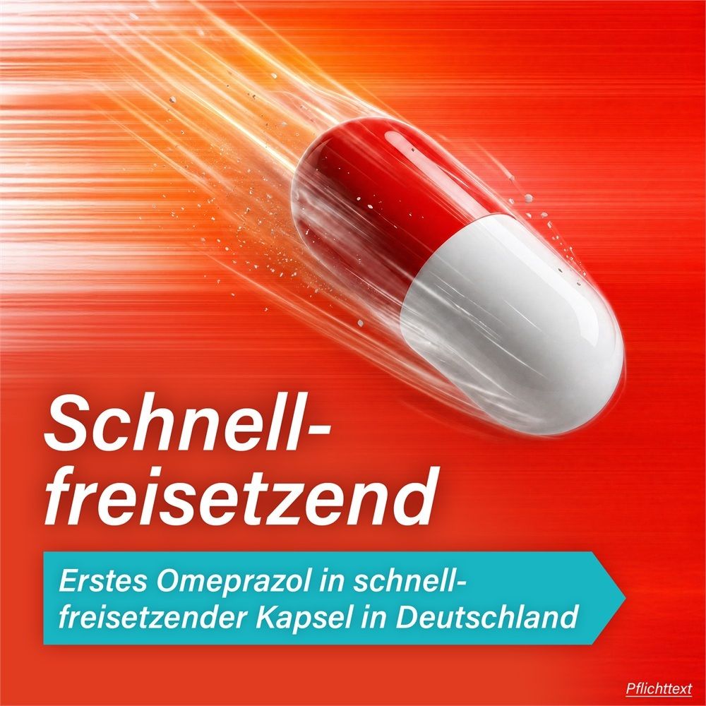 Eine rote und weiße Kapsel in Bewegung, die eine schnelle Freisetzung symbolisiert.