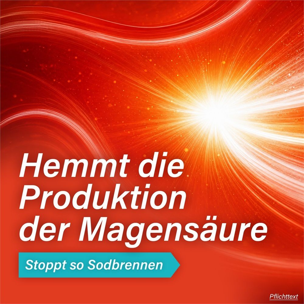 Grafische Darstellung eines Magens, der die Hemmung der Magensäureproduktion zeigt.