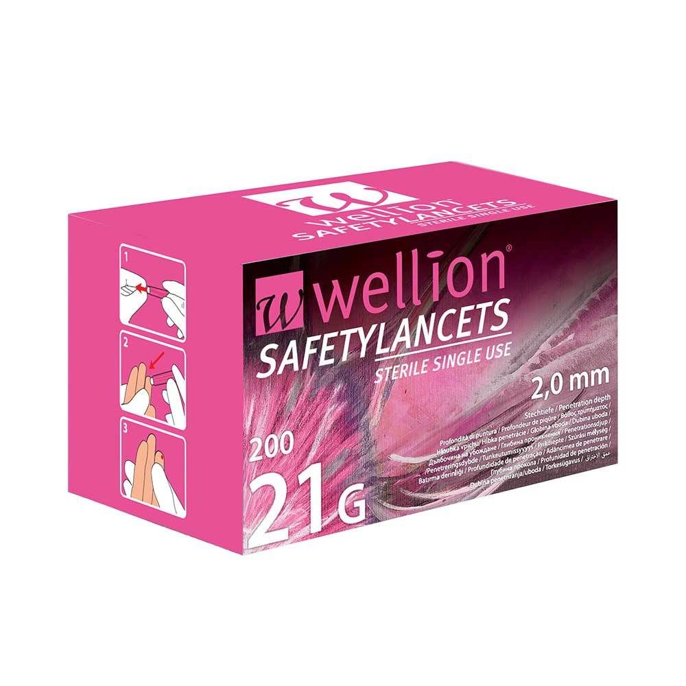 Wellion Safetylancets 21 G 2 mm Sicherheit.Lanz. 200 St Lanzetten