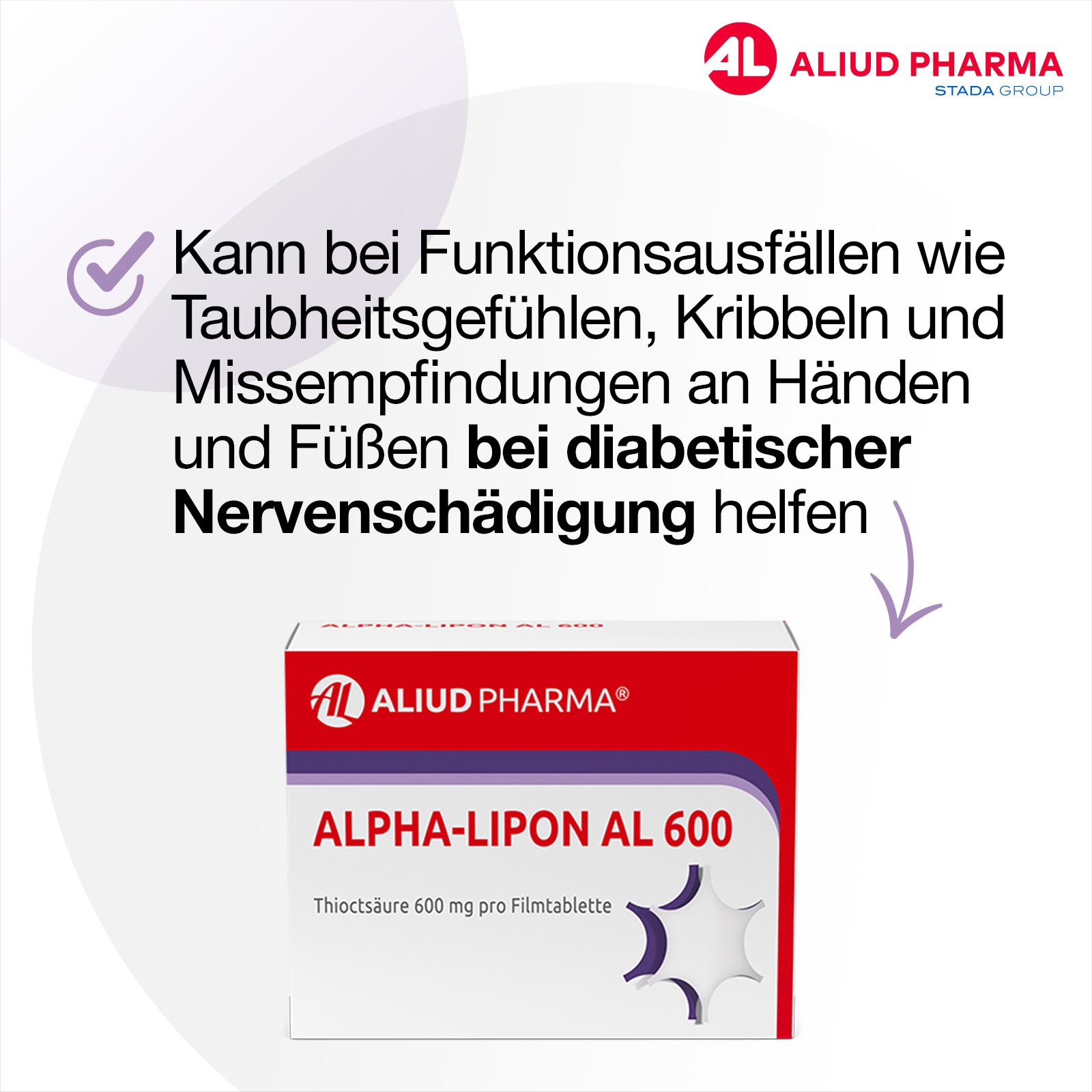 Alpha-Lipon AL 600 für Missempfindungen bei diabetischer Nervenbeschädigung