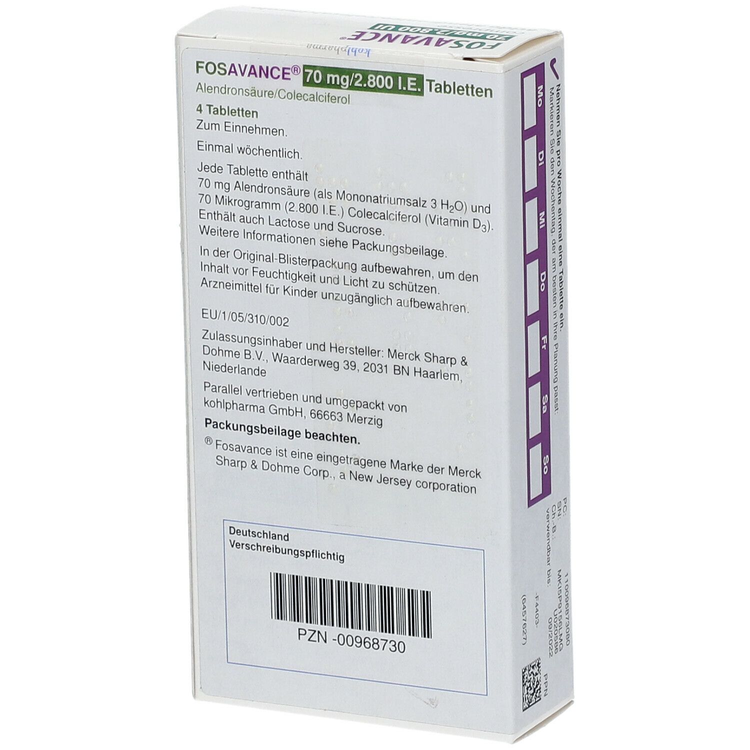 Fosavance 70 mg/2.800 I.e. Tabletten 4 St