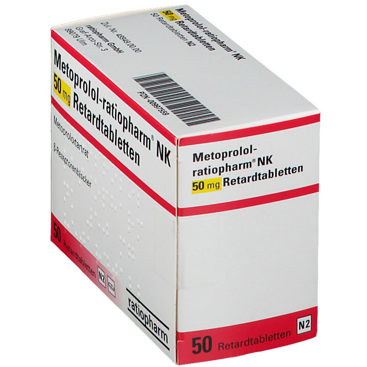 METOPROLOL-ratiopharm NK 50 mg Retardtabletten St Retard-Tabletten