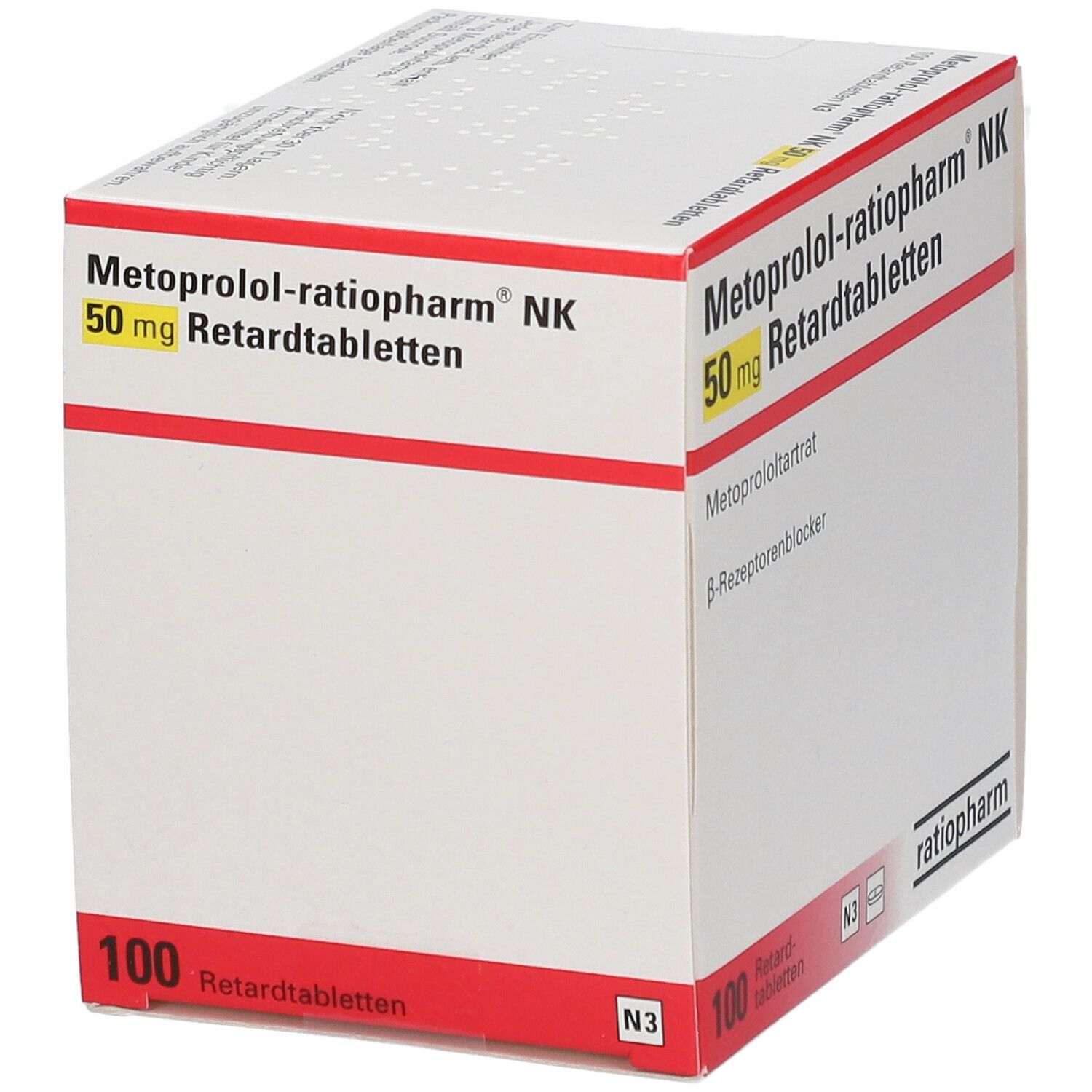 METOPROLOL-ratiopharm NK 50 mg Retardtabletten 100 St Retard-Tabletten