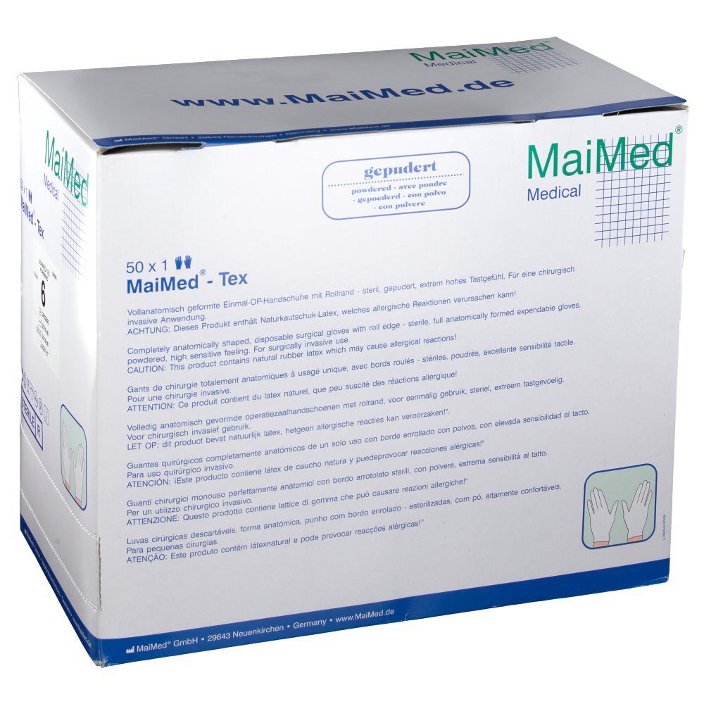 MaiMed® Tex OP-Handschuh aus Latex steril 50X2 St Handschuhe