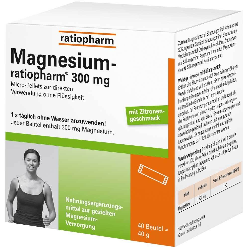 Magnesium-ratiopharm® 300 mg mit Zitronengeschmack 40 St Pellets